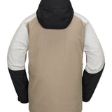 Volcom Brighton FZ Shell Jacket 2025 - A tan jacket with a black hood and white accents on the shoulders.