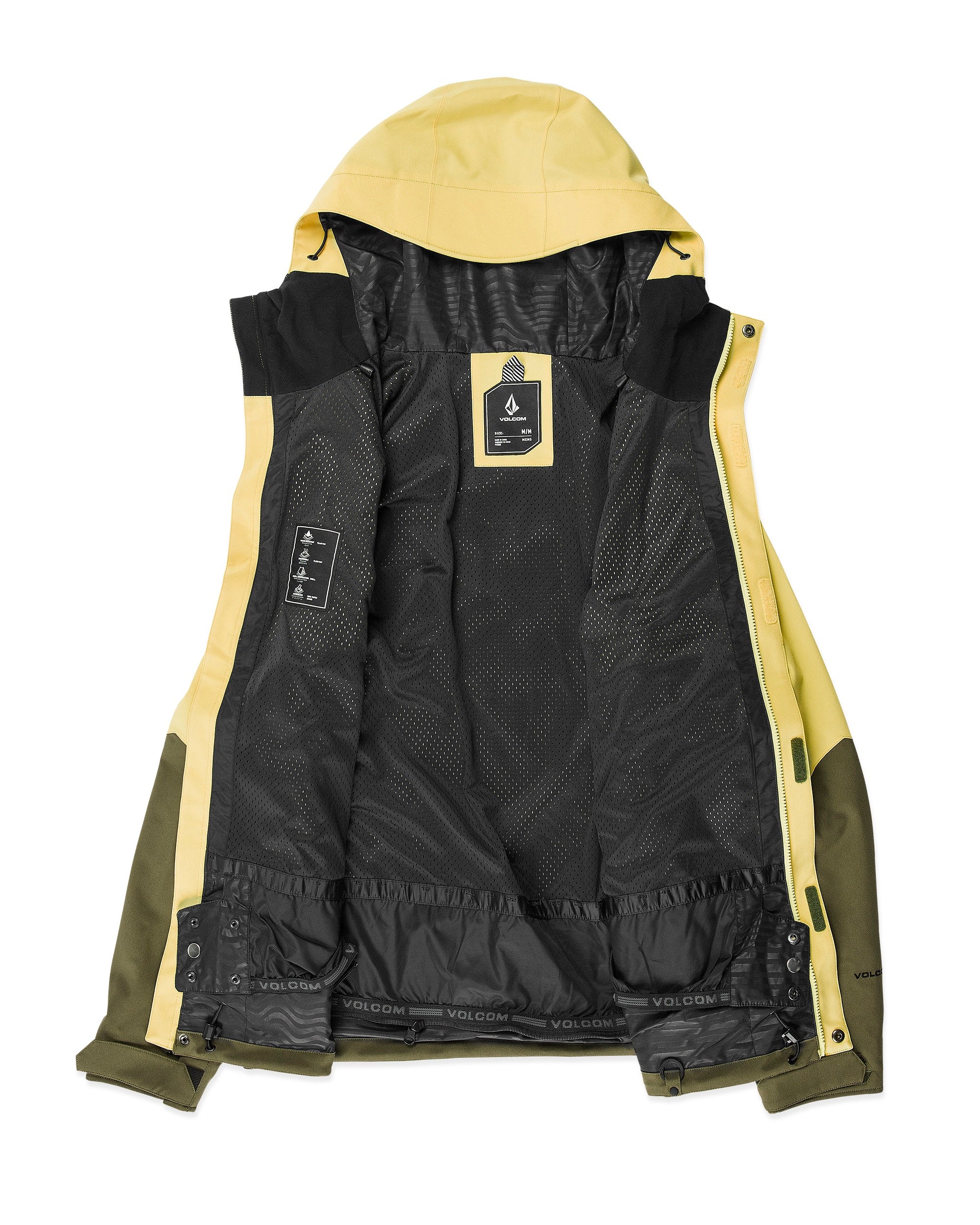 Volcom Brighton FZ Shell Jacket 2025 - A black jacket with a hood, featuring a zip closure and two pockets on the front.