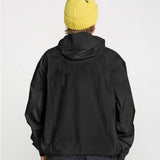 Volcom Arthur 3L 20K jacket, black back view with attached hood