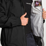Volcom Arthur 3L 20K jacket close-up with VOLCOM chest logo and open front