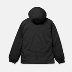 Volcom Arthur 3L 20K jacket, black with attached hood and full-length zipper front