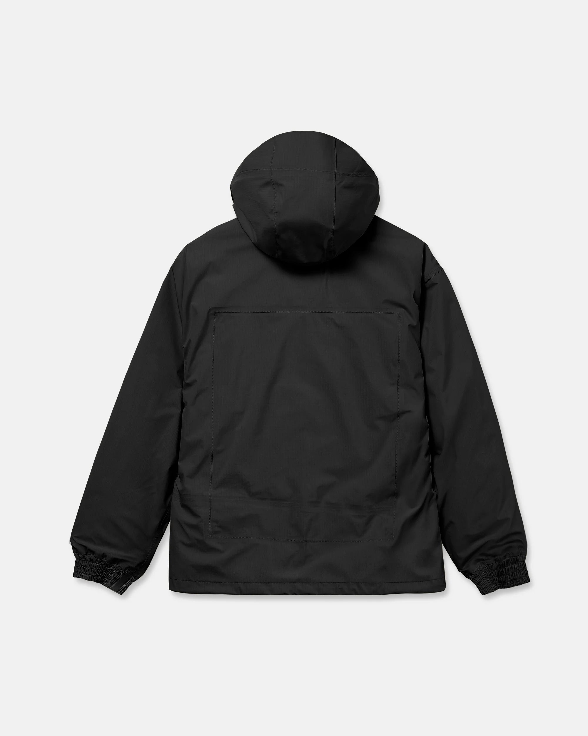 Volcom Arthur 3L 20K jacket, black with attached hood and full-length zipper front