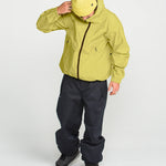 Yellow 3L 20K ski jacket with hood and center zip