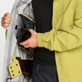 Yellow and gray 3L 20K ski jacket with open inner pocket and zipper