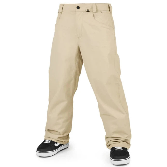 Volcom 5 Pocket Shell Pants 2024 - Beige pants with two front pockets and one back pocket, featuring a belt loop at the waist.
