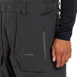 Volcom Men's Rain GORE-TEX Bib Overall - A pair of black waterproof overalls with a zippered fly and adjustable straps.