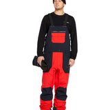 Volcom Men's Rain GORE-TEX Bib Overall - Black bib overalls with red accents and a black zipper on the front.