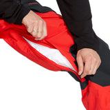 Volcom Men's Rain GORE-TEX Bib Overall - A red and black bib overall with a zippered fly, featuring a rain Gore-Tex material.