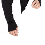 Volcom Men's Rain GORE-TEX Bib Overall - A black bib overall with a hood, featuring a zipper and pockets on the chest and thigh.