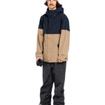 Volcom Men's L GORE-TEX Shell Pant - A black and grey snow pant with a zippered pocket on the thigh.