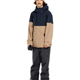 Volcom Men's L GORE-TEX Shell Pant - A black and grey snow pant with a zippered pocket on the thigh.