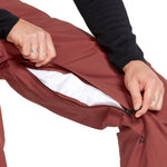 Volcom Men's L GORE-TEX Shell Pant - A pair of red pants with a zipper on the left leg.