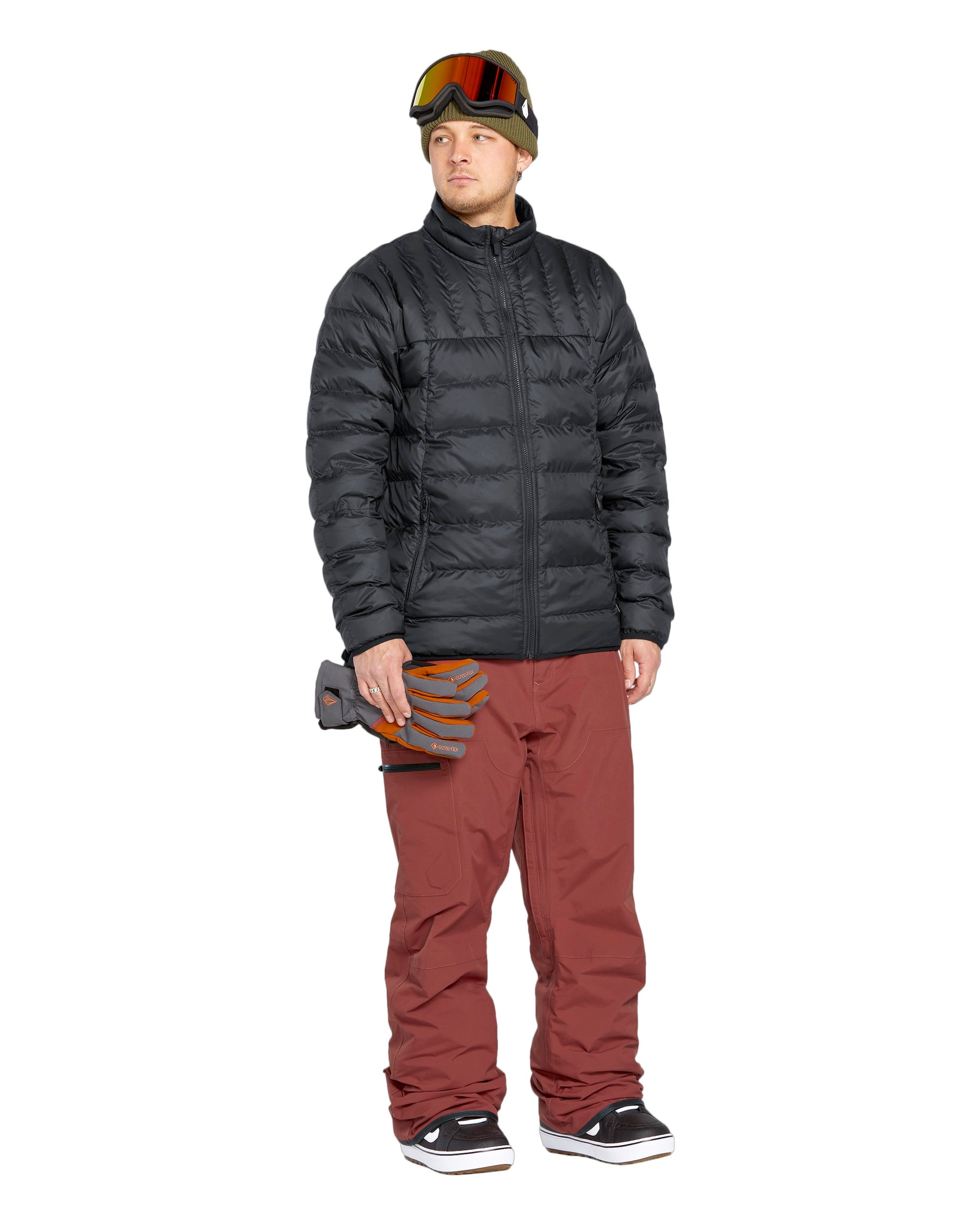 Volcom Men's L GORE-TEX Shell Pant - A black shell pant with a zippered fly and two front pockets.