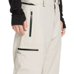 Volcom Men's L GORE-TEX Shell Pant 2025 - A pair of khaki-colored snow pants with a black zipper on the side pocket.