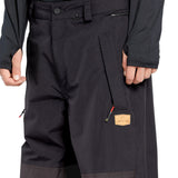 Volcom Men's Longo GORE-TEX Shell Pants - Black pants with a zippered pocket on the right thigh and a black zipper fly.