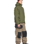 Volcom Men's Longo GORE-TEX Shell Pants 2025 - A pair of olive green snow pants with a black zipper and two zippered pockets on the side.