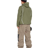 Volcom Men's Longo GORE-TEX Shell Pants - A pair of olive green pants with a reflective stripe down the side and an elastic waistband.