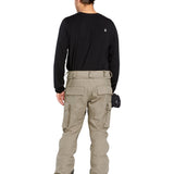 Volcom Men's New Articulated Shell Pants 2025 - Black pants with a white logo on the left thigh and silver hardware.