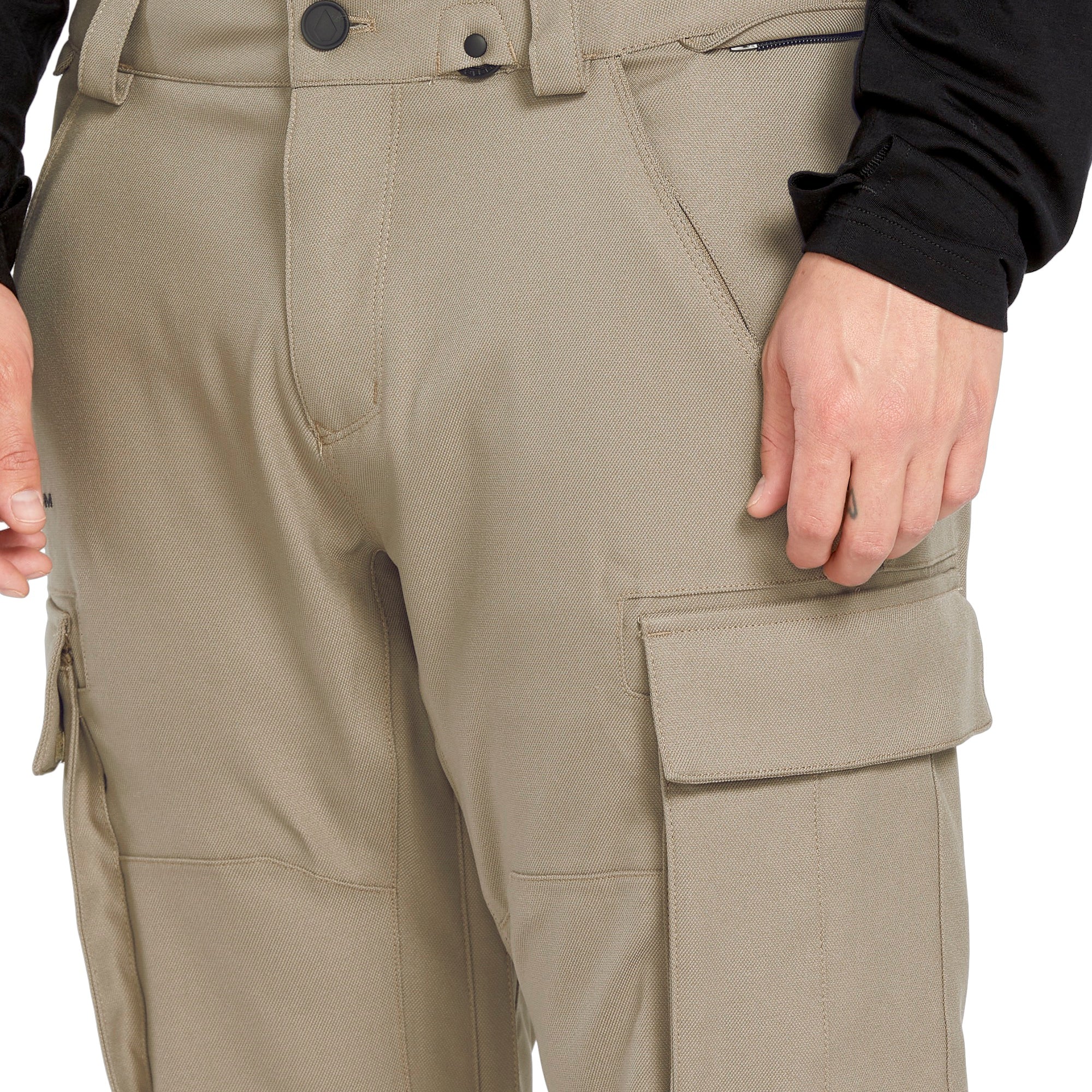 Volcom Men's New Articulated Shell Pants 2025 - Khaki pants with a zippered fly and two front pockets.