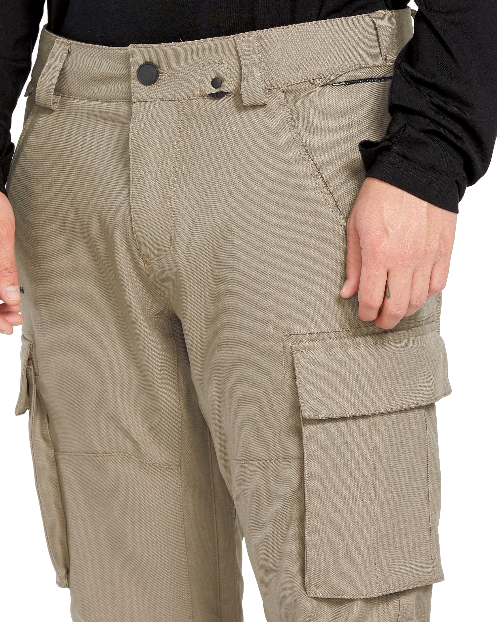 Volcom Men's New Articulated Shell Pants 2025 - Khaki pants with a zippered fly and two front pockets.