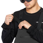 Volcom Men's Roan Shell Bib Overall - A black bib overall with a zippered fly and adjustable straps.