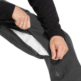 Volcom Men's Roan Shell Bib Overall - A black bib overall with a zippered fly and adjustable shoulder straps.