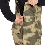 Volcom Men's Roan Shell Bib Overall - A camouflage-patterned overall with a zippered front and two chest pockets.
