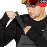 Volcom Men's Roan Shell Bib Overall - A black bib overall with a zippered fly and adjustable straps.