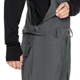 Volcom Men's Roan Shell Bib Overall - A black bib overall with a zippered front and adjustable straps.