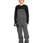Volcom Men's Roan Shell Bib Overall - A dark gray overall with a zippered chest pocket and adjustable straps.