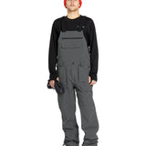Volcom Men's Roan Shell Bib Overall - A dark gray overall with a zippered chest pocket and adjustable straps.