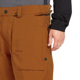 Volcom Men's Roan Shell Bib Overall - A pair of brown bib overalls with a zippered fly and belt loops.