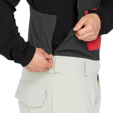 Volcom Men's Roan Shell Bib Overall - A black bib overall with a red zipper and two zippered pockets on the side.