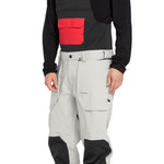 Volcom Men's Roan Shell Bib Overall - A black bib overall with a red logo on the chest and two zippered pockets on the front.