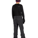 Volcom Men's Roan Shell Pant 2025 - A black snow pant with a zippered pocket on the thigh and a small white logo near the bottom of the leg.