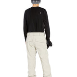 Volcom Men's Roan Shell Pant 2025 - A black snow pant with a white logo on the left thigh and two zippered pockets at the back.