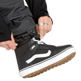 Volcom Men's V.Co Sparta Bib Overall - A black bib overall with a white logo on the chest and two zippered pockets at the waist.