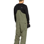 Volcom Men's V.Co Sparta Bib Overall - Olive green bib overalls with black straps and a zippered fly.