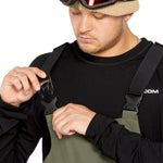 Volcom Men's V.Co Sparta Bib Overall - Olive green bib overalls with black straps and buckles.