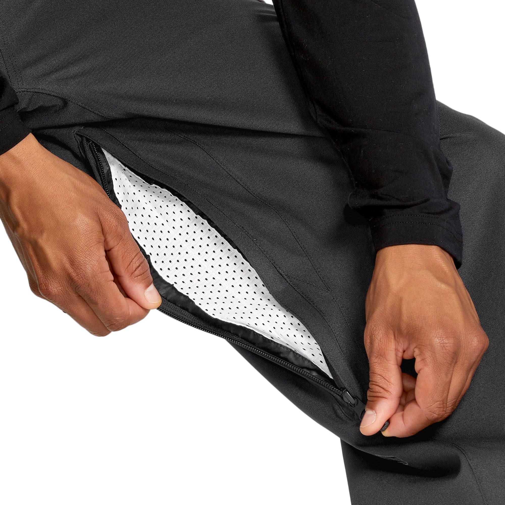 Volcom Men's Arthur 20K Shell Pant - Black pants with a zippered fly and black drawstring at waist.