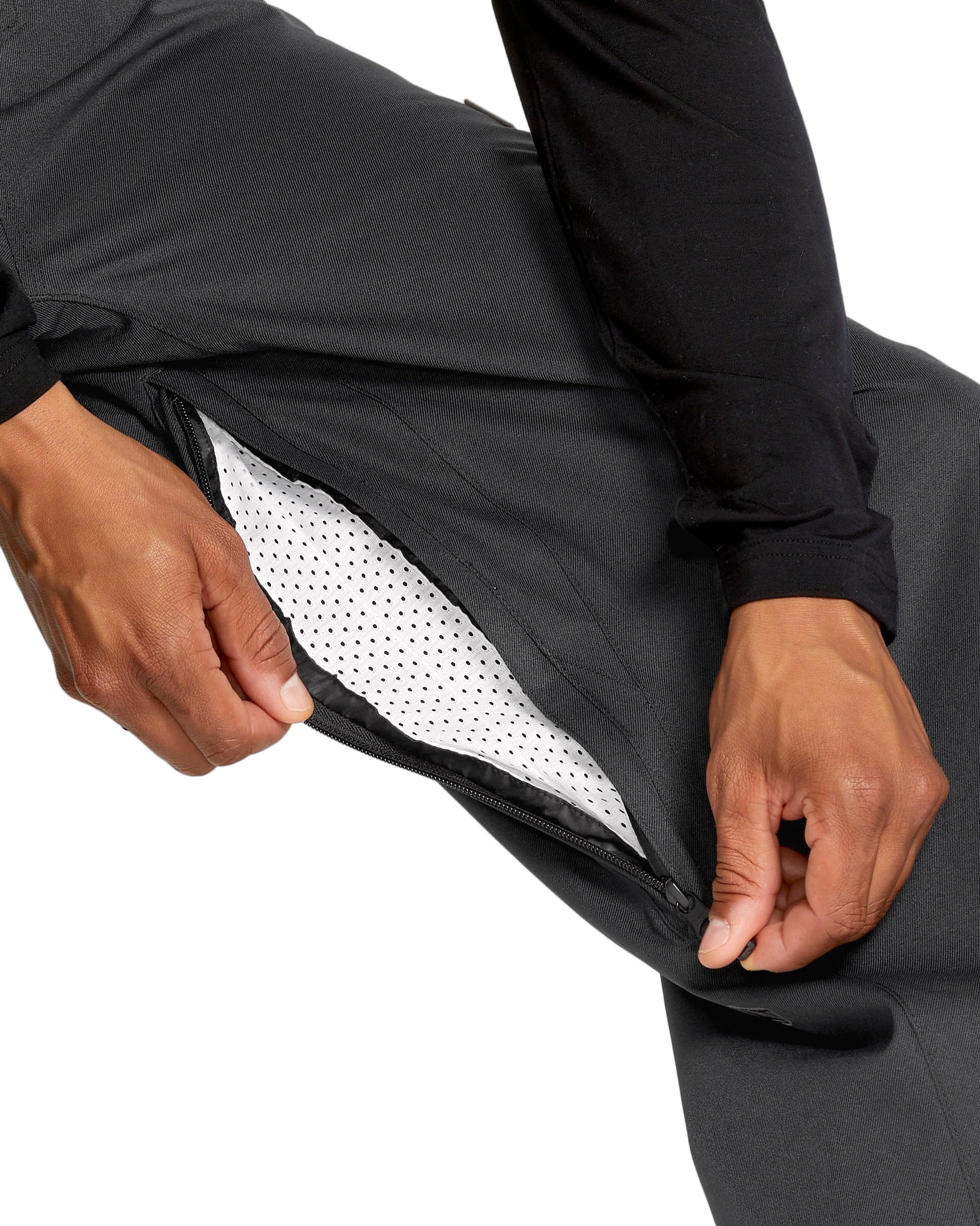 Volcom Men's Arthur 20K Shell Pant - Black pants with a zippered fly and black drawstring at waist.