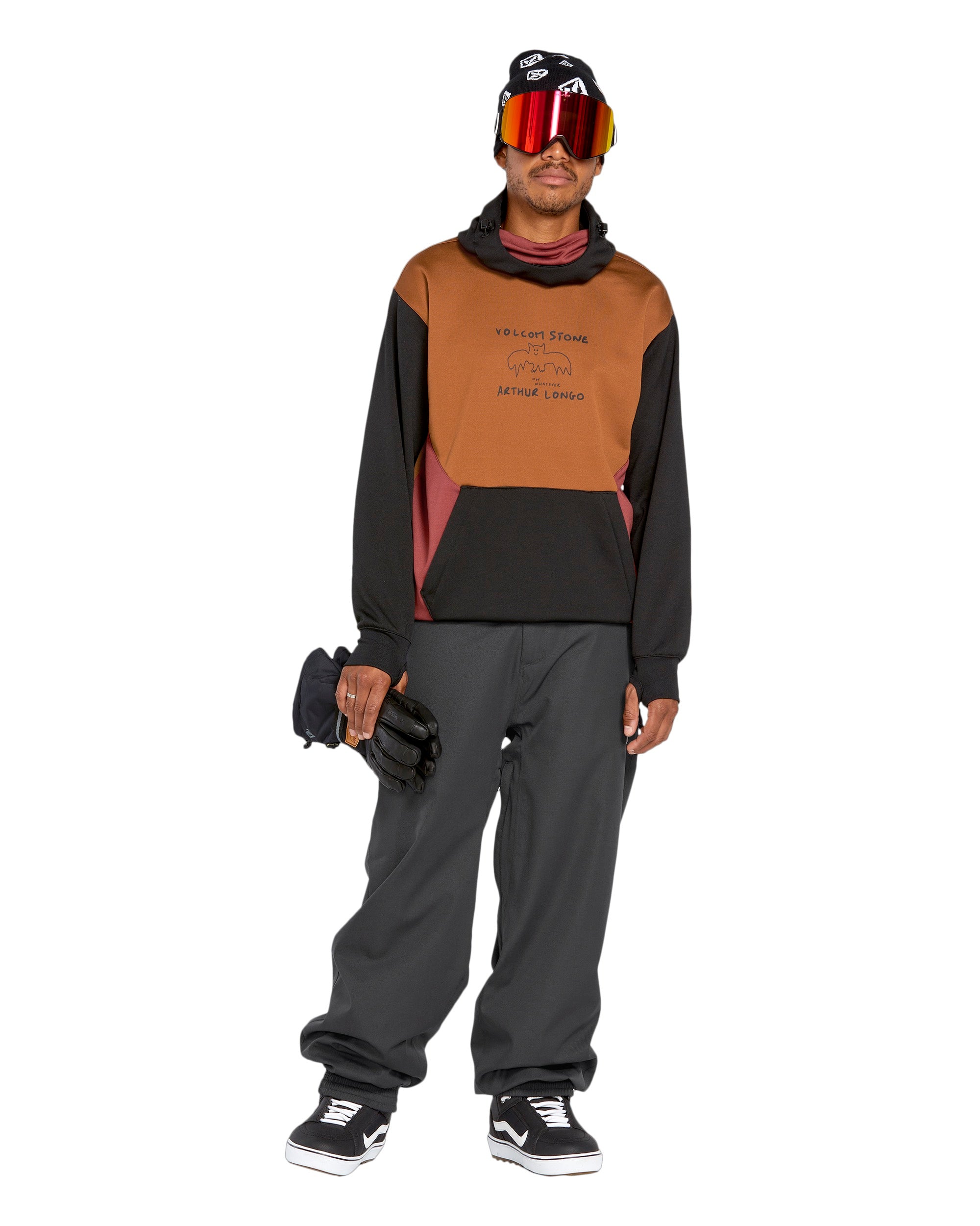 Volcom Men's Arthur 20K Shell Pant 2025 - Black snow pants with a black zipper and white logo on the left thigh.