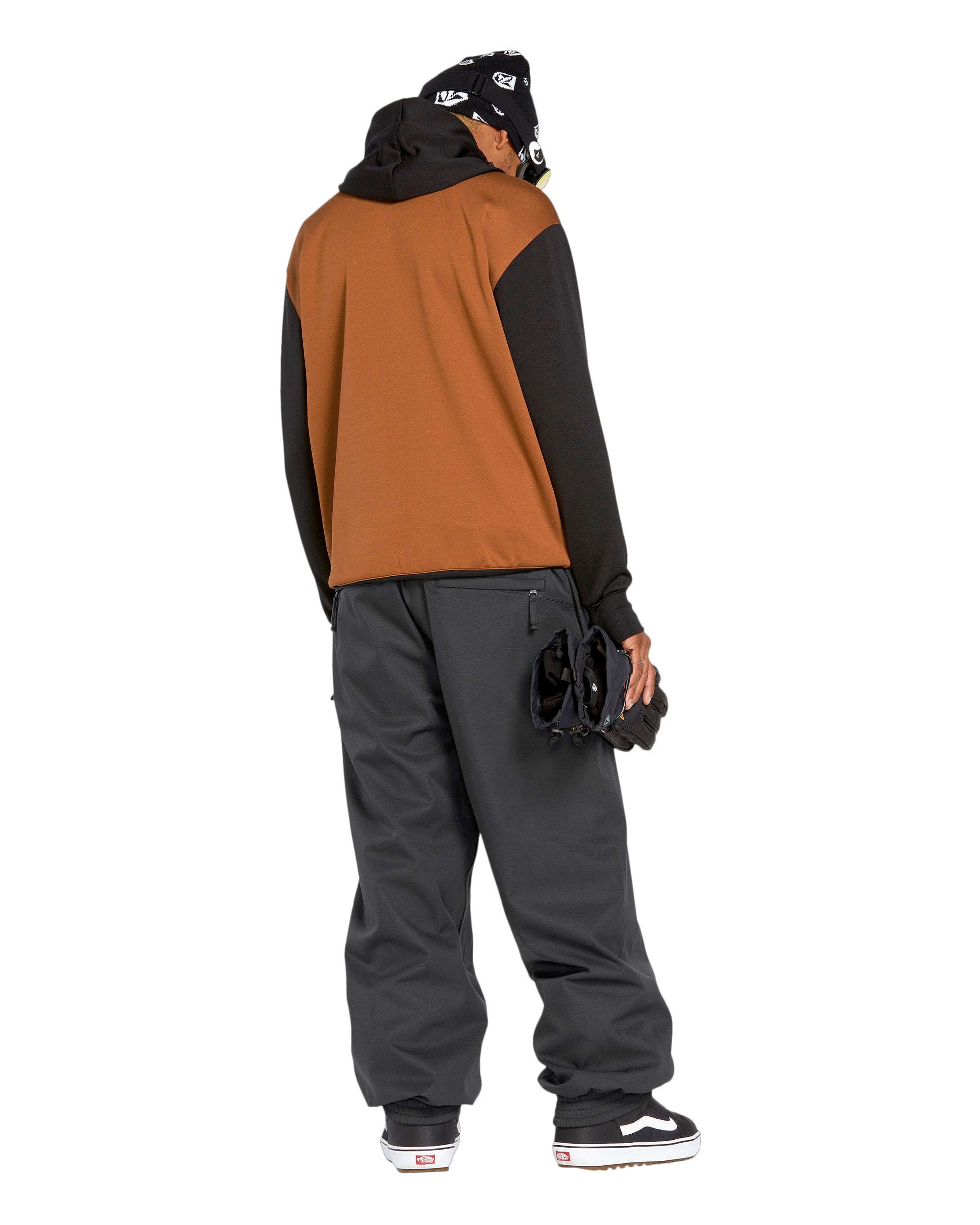 Volcom Men's Arthur 20K Shell Pant - Black snow pants with a zippered pocket on the side of one leg.