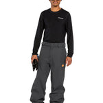 Volcom Men's Arthur 20K Shell Pant - Black snow pants with a zippered pocket on the thigh and adjustable Velcro straps at the waist.