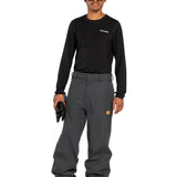 Volcom Men's Arthur 20K Shell Pant - Black snow pants with a zippered pocket on the thigh and adjustable Velcro straps at the waist.