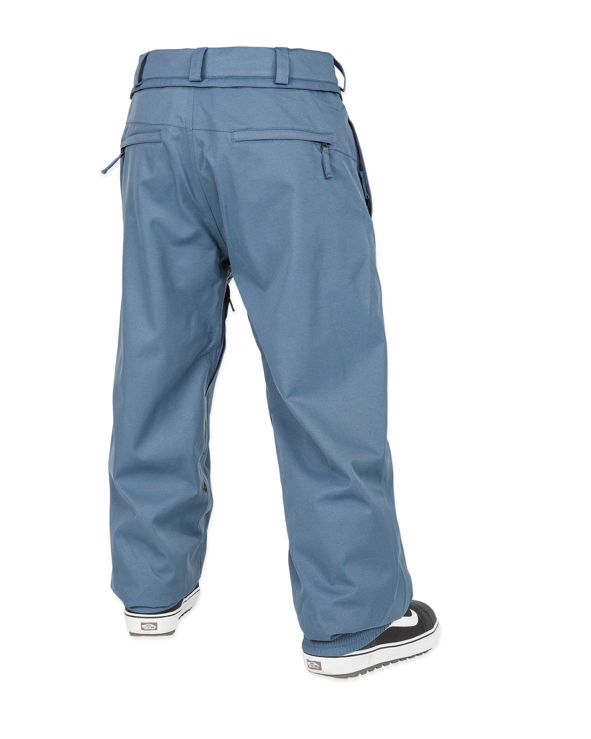 Volcom Men's Arthur 20K Shell Pant - A pair of gray snow pants with a belt and zippered pockets.