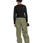 Volcom Men's Arthur 20K Shell Pant - A black snow pant with a white logo on the left thigh and a zippered pocket on the right side.