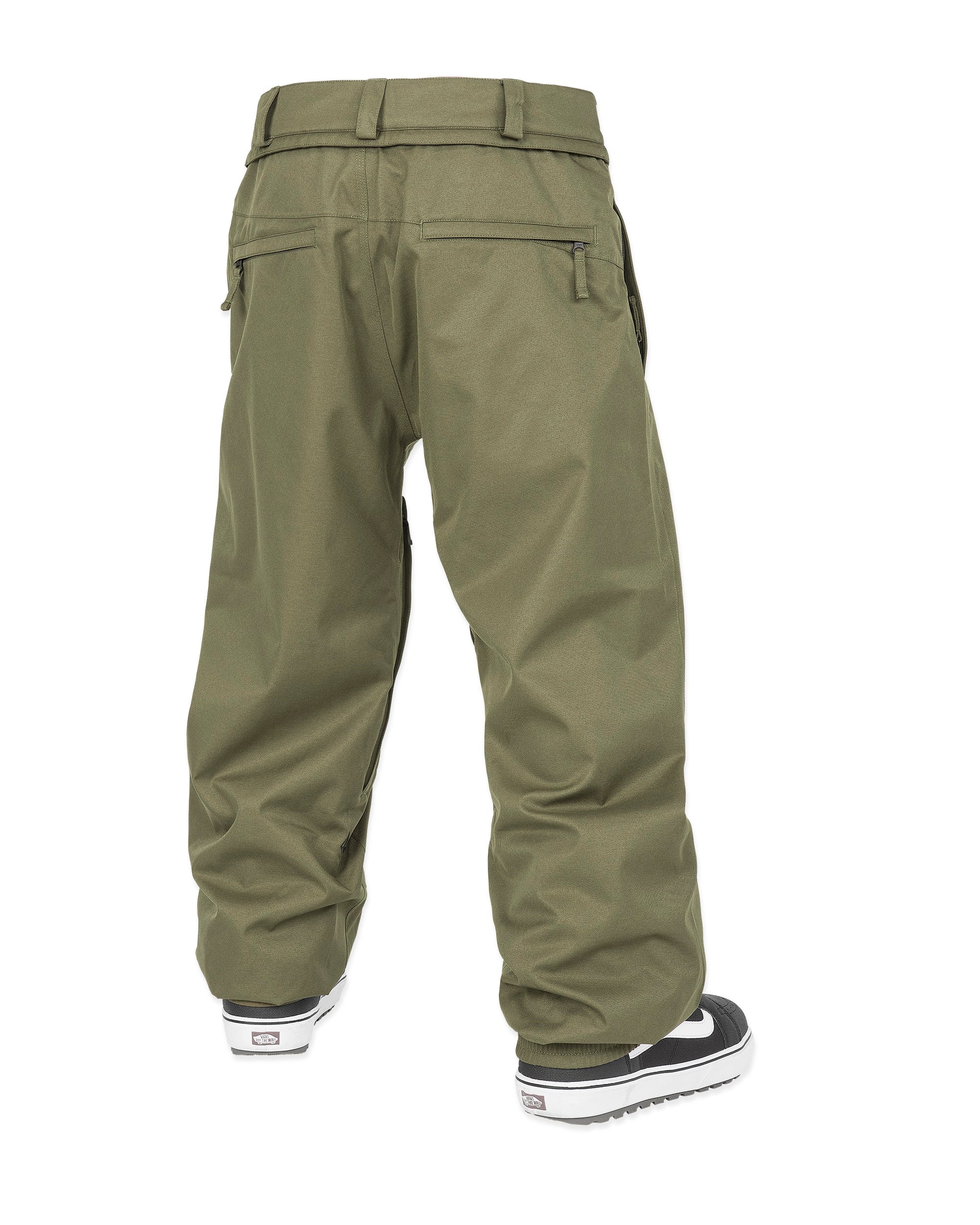 Volcom Men's Arthur 20K Shell Pant - Olive green pants with zippered pockets and belt loops.