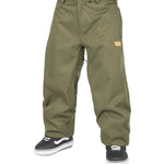 Volcom Men's Arthur 20K Shell Pant - Olive green pants with a brown logo patch on the left thigh.