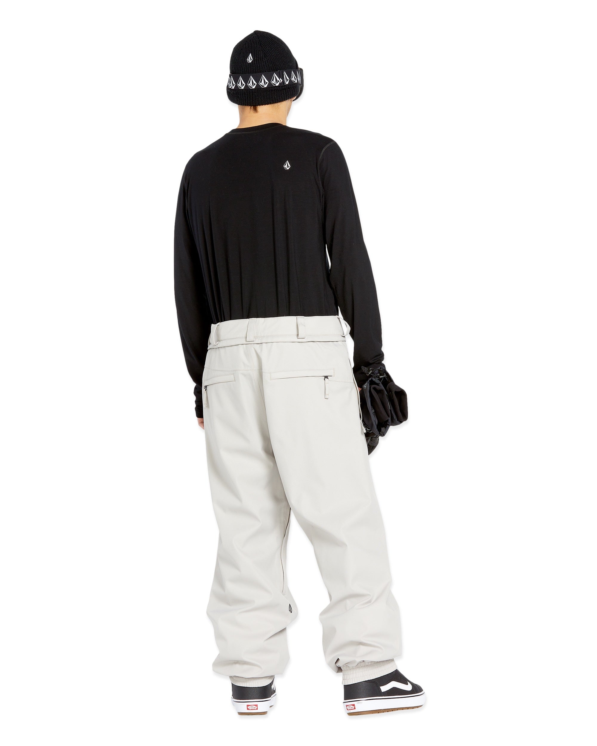 Volcom Men's Arthur 20K Shell Pant - Black snow pants with white logo on left thigh and right hip.